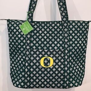 University of Oregon Logo Vera Bradley Green Large College Tote Bag Weekend New